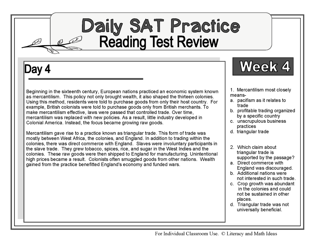 Daily SAT Reading Practice Week 4