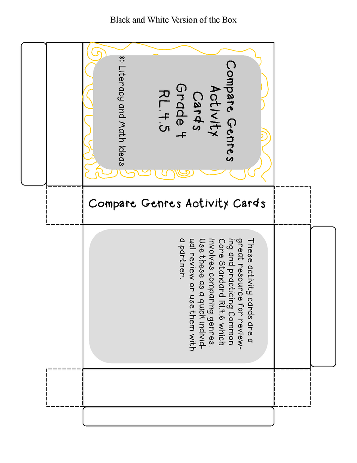 Compare Genres Activity Cards Grade 4 Common Core RL.4.5