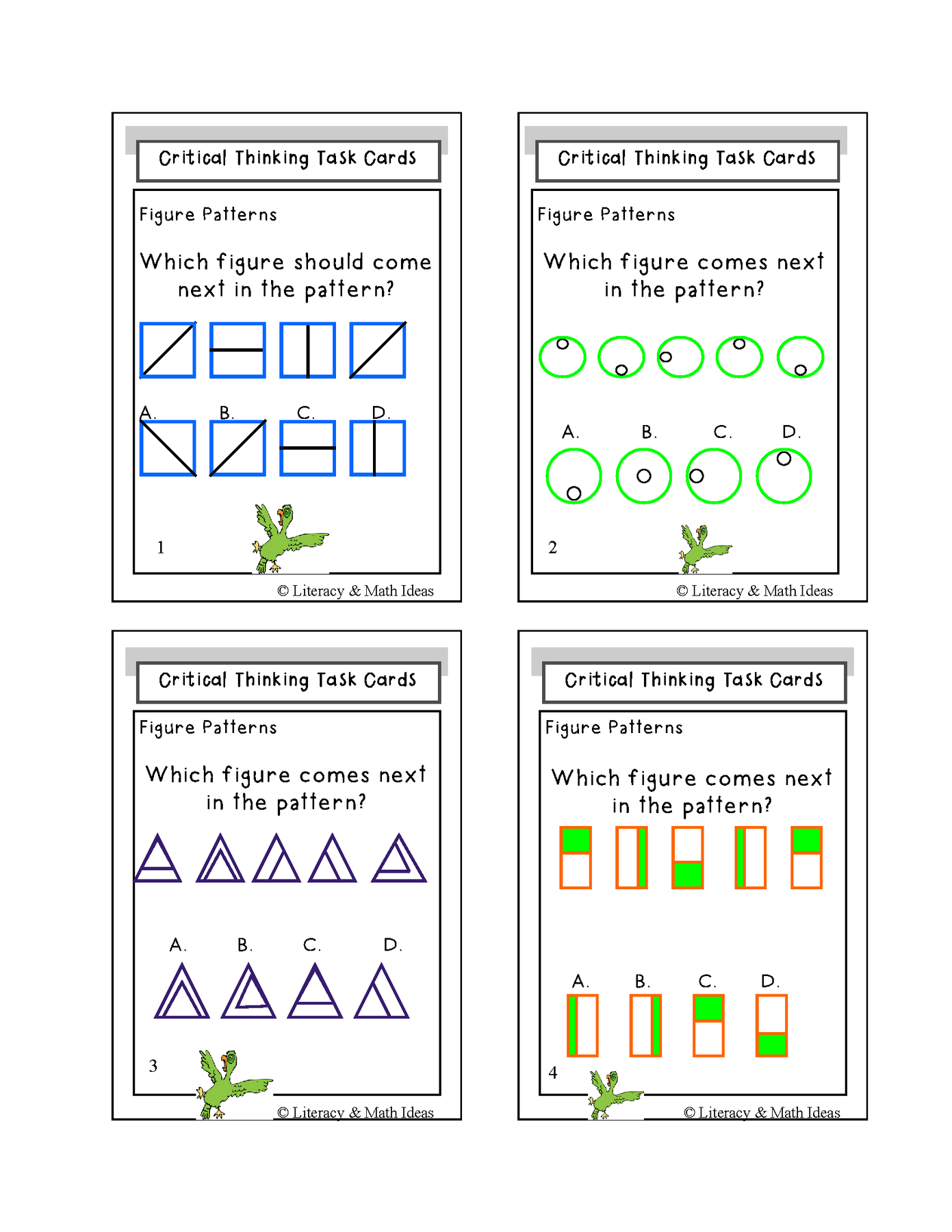 Critical Thinking Task Cards – Literacy and Math Ideas