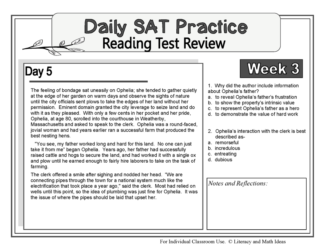 Daily SAT Reading Practice Week 3