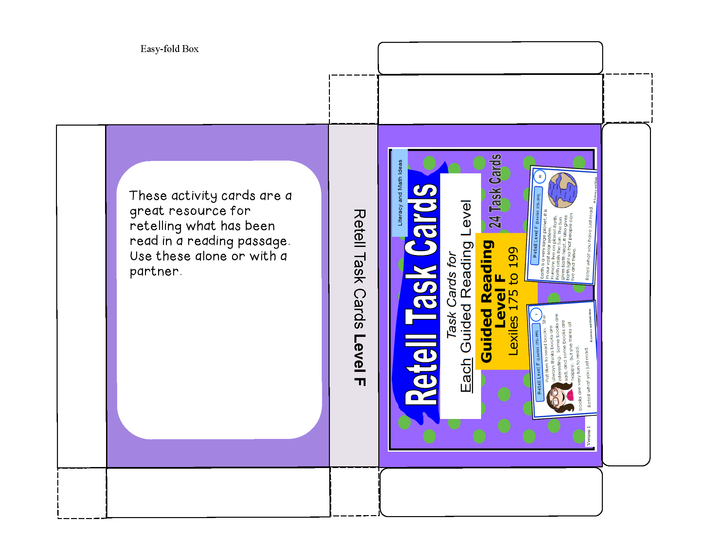 Retell Task Cards Guided Reading Level F (Lexiles 175-199)