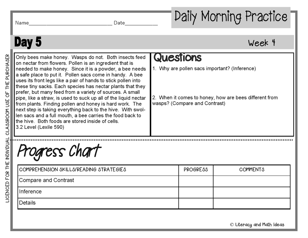 (Leveled) Daily Morning Practice (Reading Grade 3) Weeks 1-4