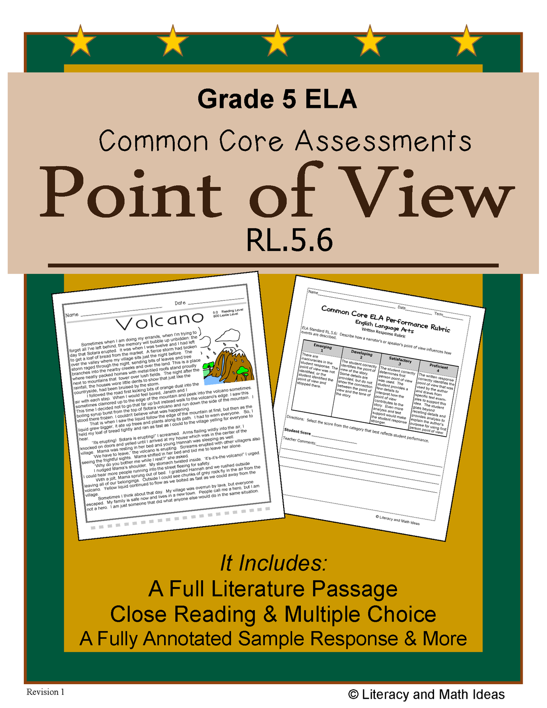 Grade 5 Common Core Assessments: Point of View RL.5.6