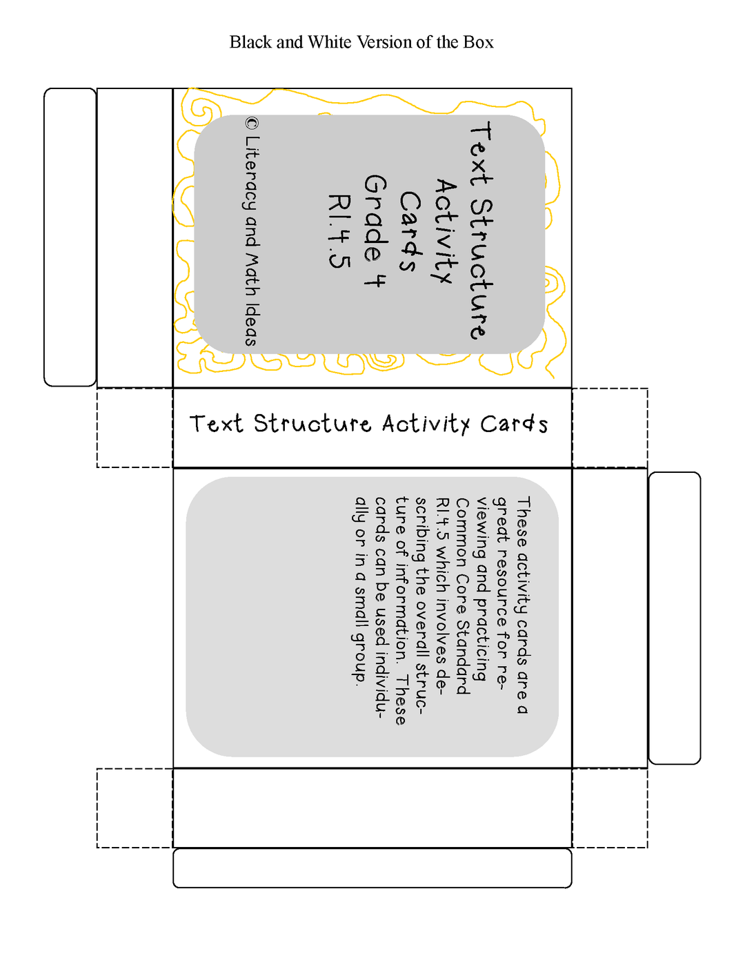 Text Structure Activity Cards Grade 4 Common Core RI.4.5