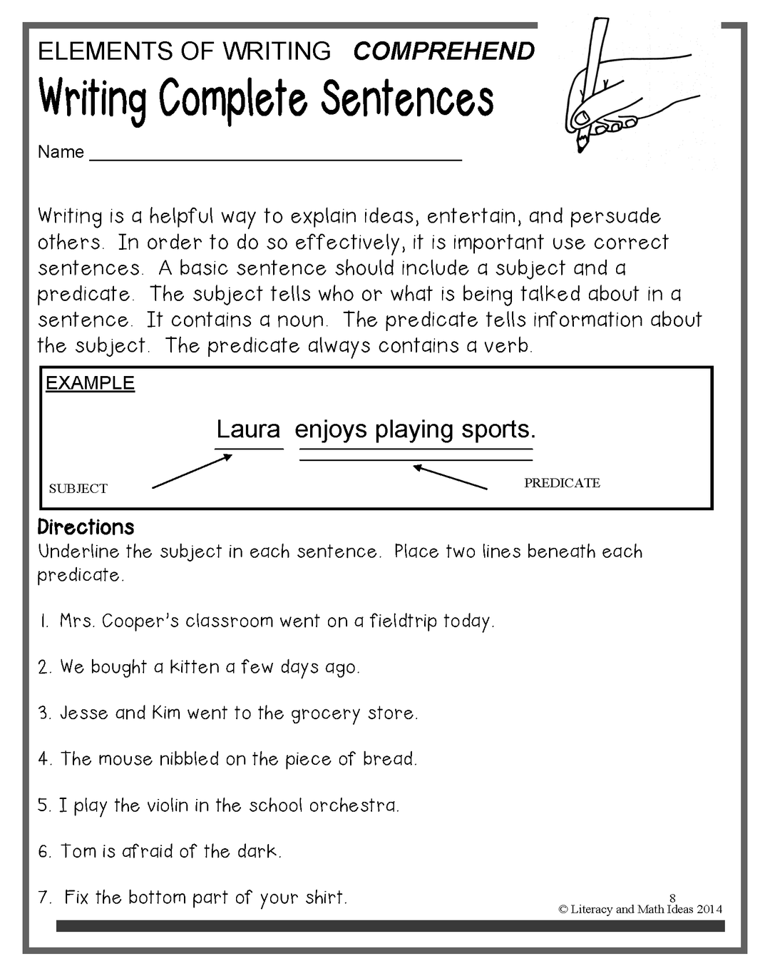 Writing Lessnos Writing Lessons (Differentiated Lessons) – Literacy and Math Ideas