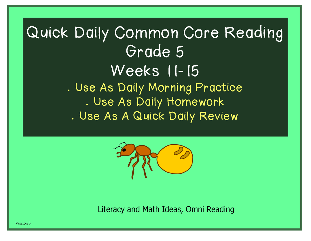 Grade 5 Daily Common Core Reading Weeks 11-15