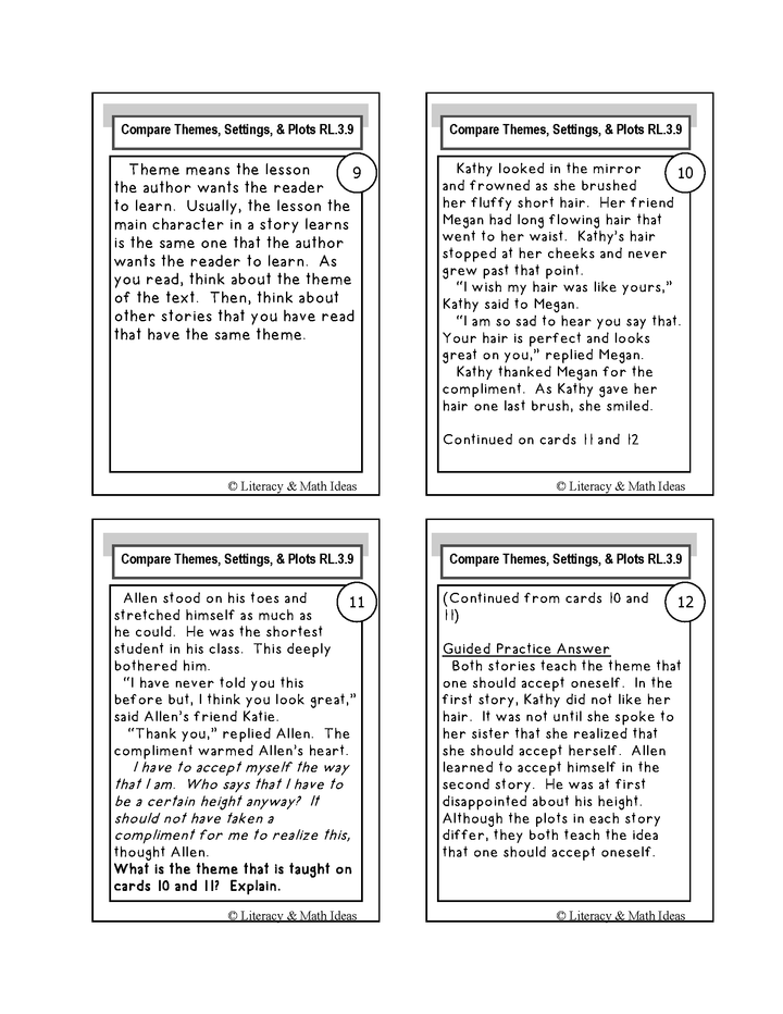 Compare and Contrast Themes, Settings, and Plots RL.3.9