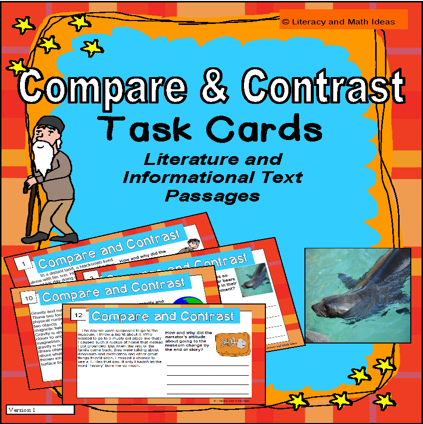 Compare and Contrast Task Cards – Literacy and Math Ideas