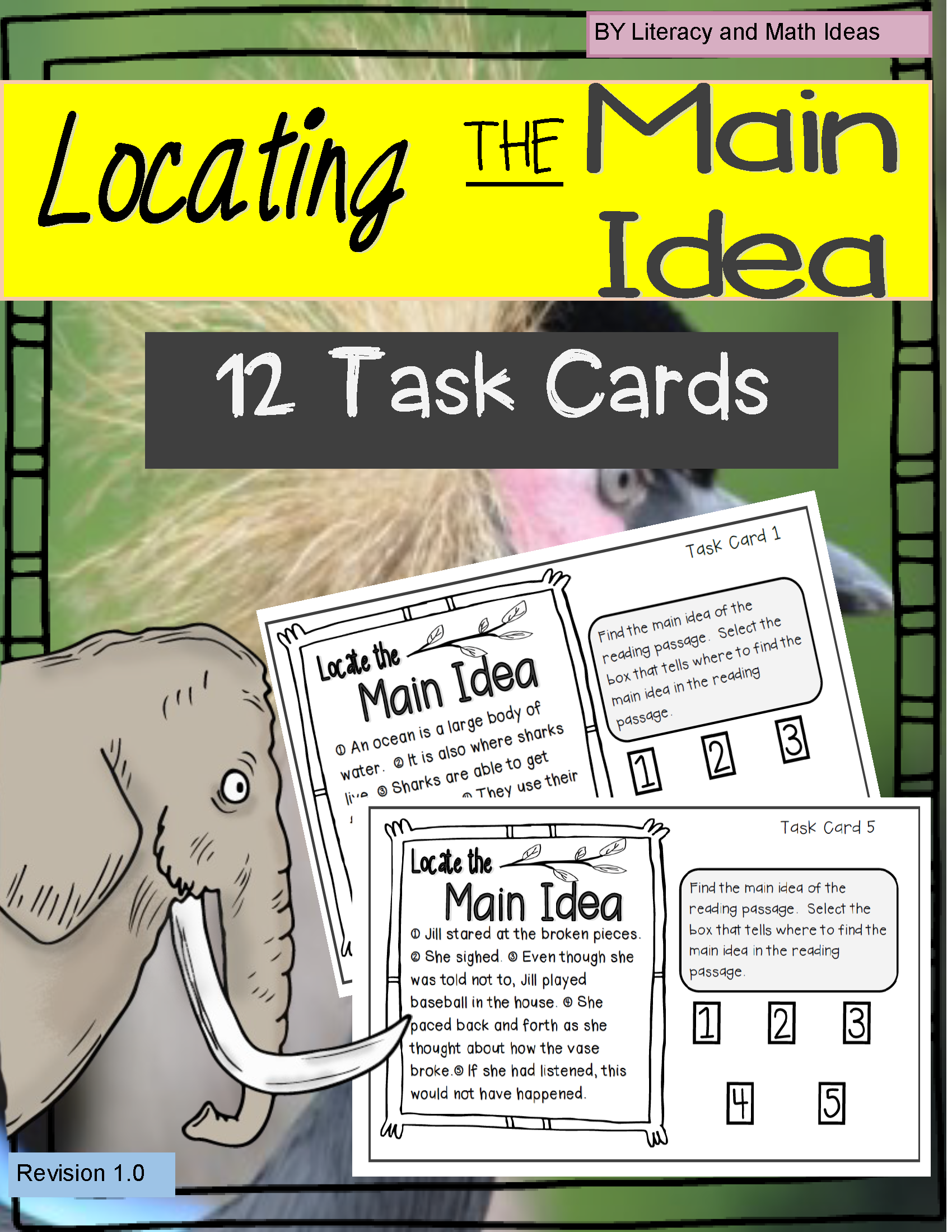 Locating the Main Idea Task Cards – Literacy and Math Ideas