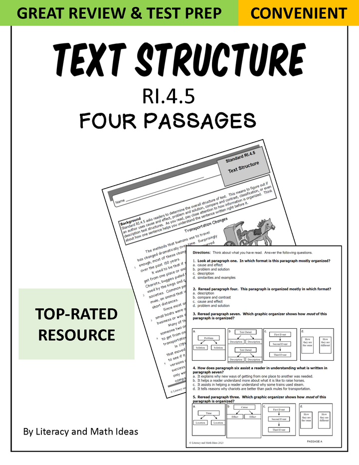 Common Core Grade 4: Text Structure RI.4.5 Practice