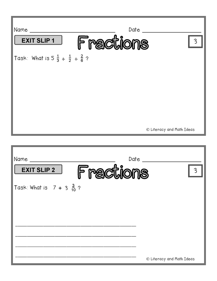 Adding Fractions: Differentiated Exit Slips {3 Levels of Instruction}