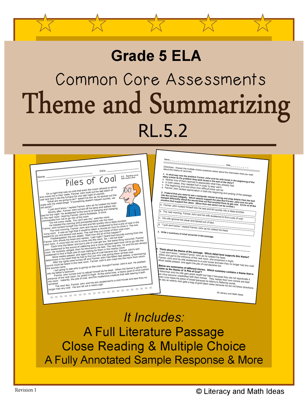 Grade 5 Common Core Assessments: Theme and Summarizing RL.5.2