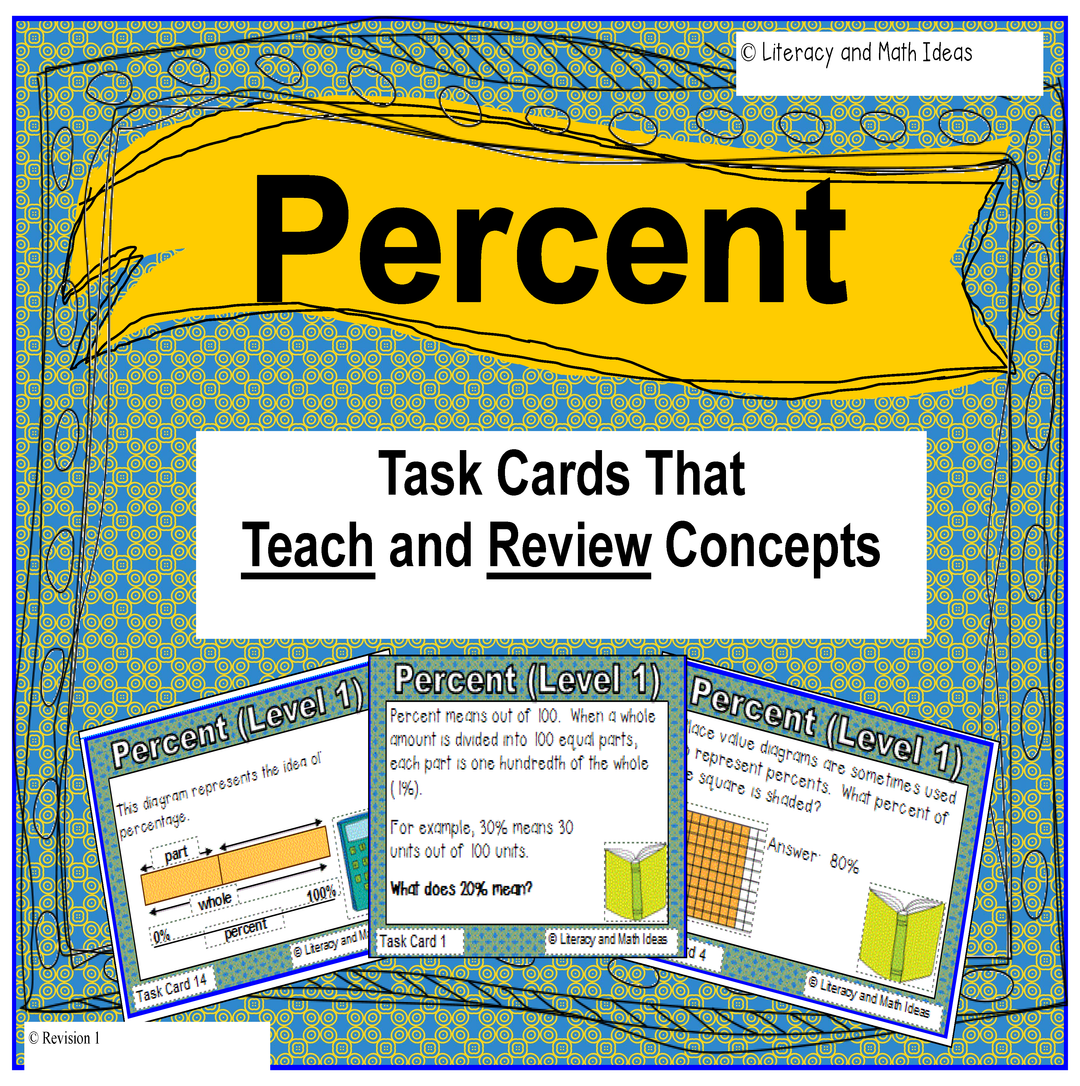Percent Task Cards (Task Cards That Teach and Review Math Concepts)
