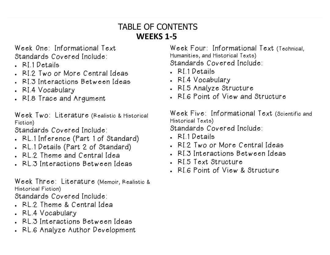 Grades 7 and 8 (In One Bundle) Daily Common Core Reading Practice Weeks 1-20