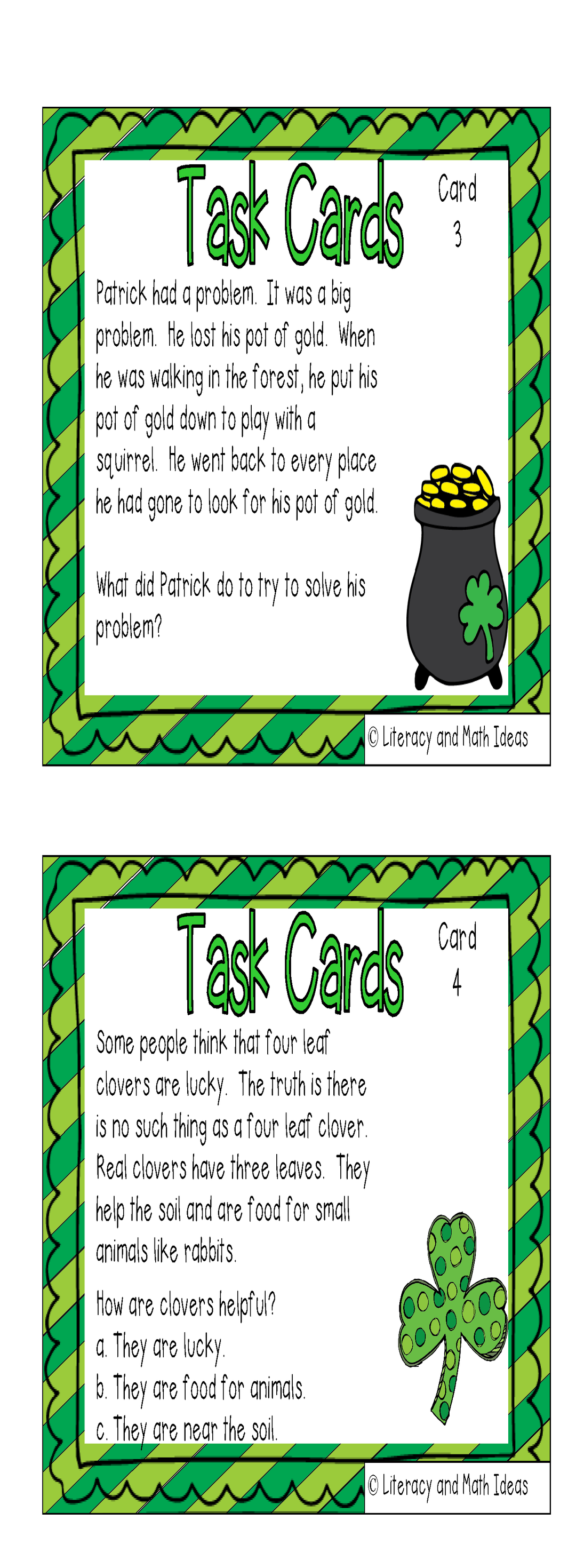 St. Patrick's Day and Spring Task Cards