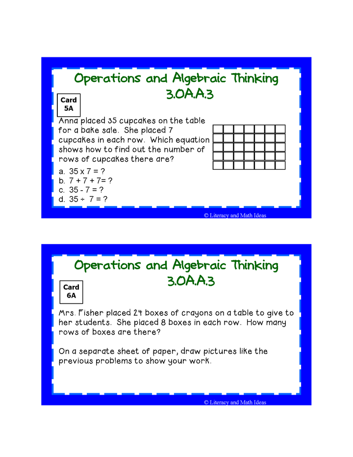 Differentiated Common Core Math Grade 3 Task Cards 3.OA.A.3