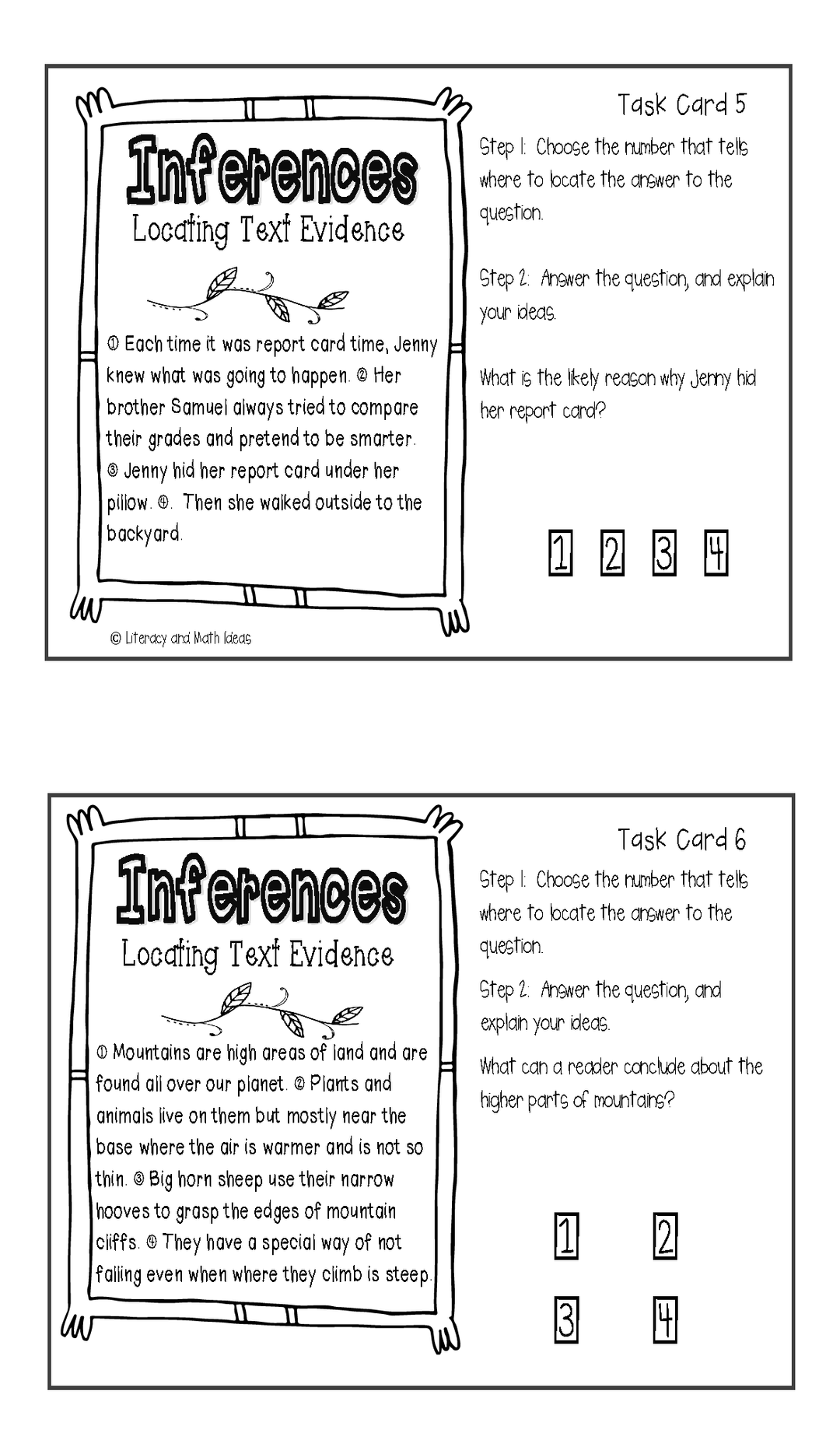 Locating Text Evidence Task Cards (Bundle)