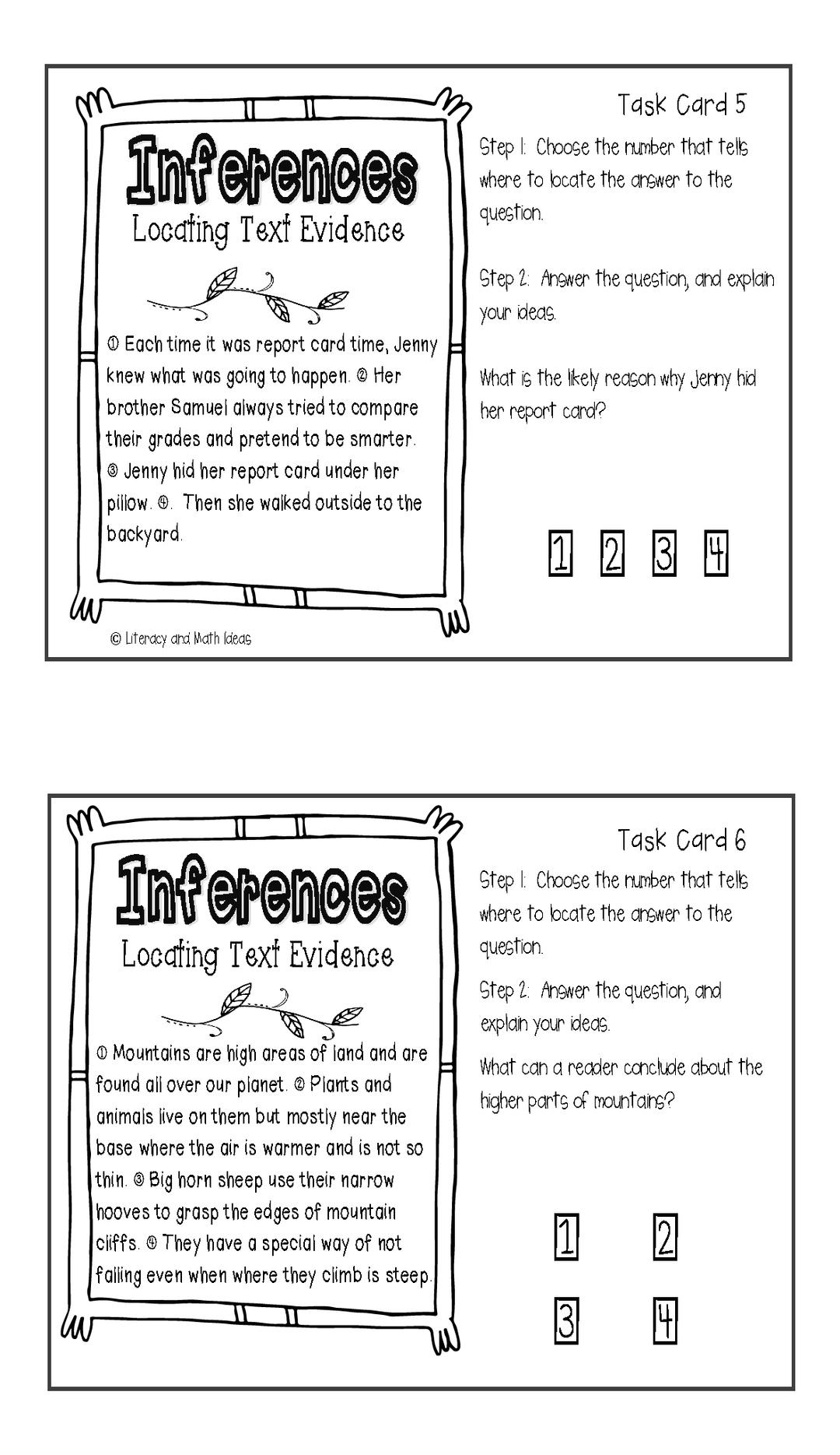Locating Evidence Locating Text Evidence Task Cards (Bundle) – Literacy and Math Ideas