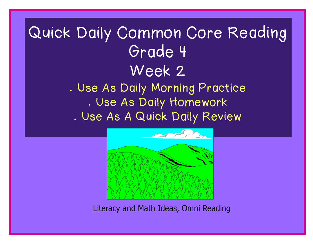 Grade 4 Daily Common Core Reading Practice Week 2