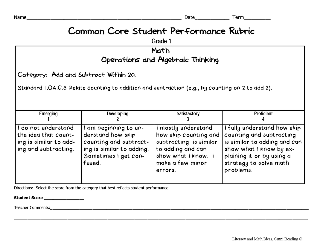 Grade 1 Common Core Standards Mega Pack