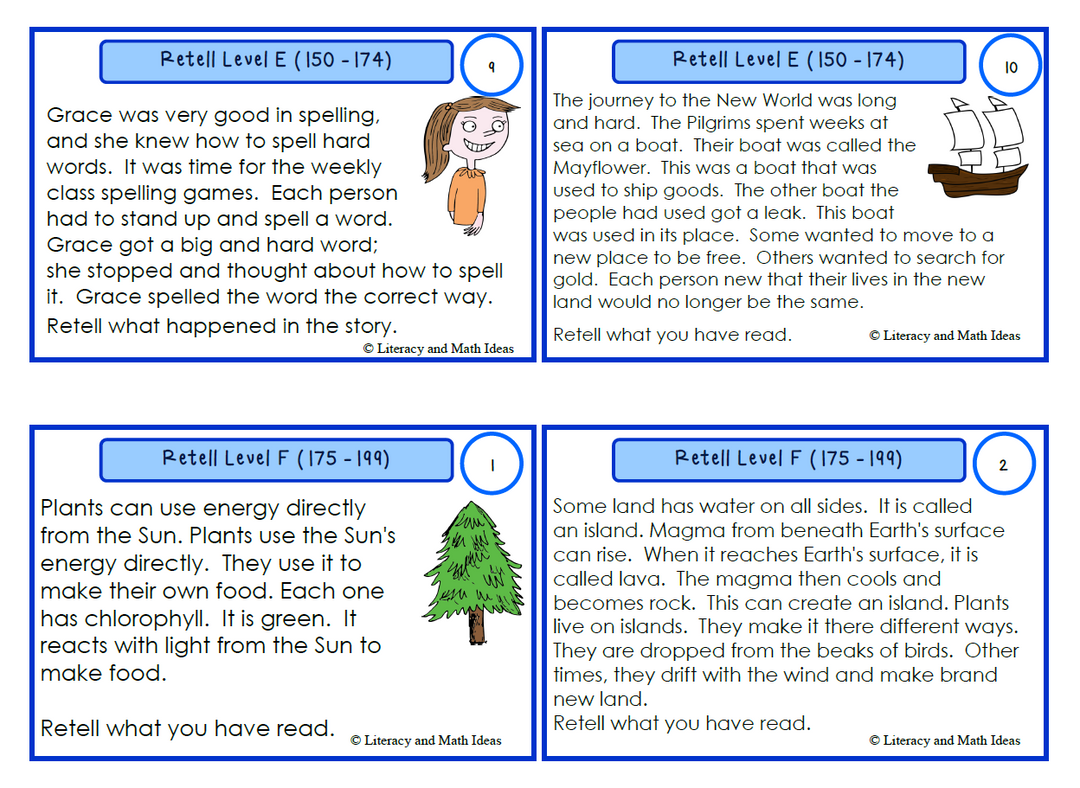 Self-Grading Retell Task Cards + Print~Retell Video Game ~Guided Reading A,B,C,D