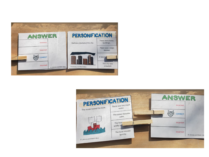 Digital Self-Checking and Printable Personification Games and Activities