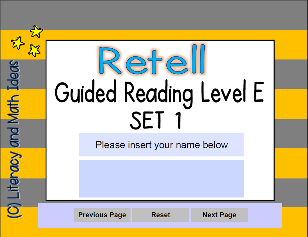 (Free) Digital Task Cards Retell App (Guided Reading Level E) Interactive PDF