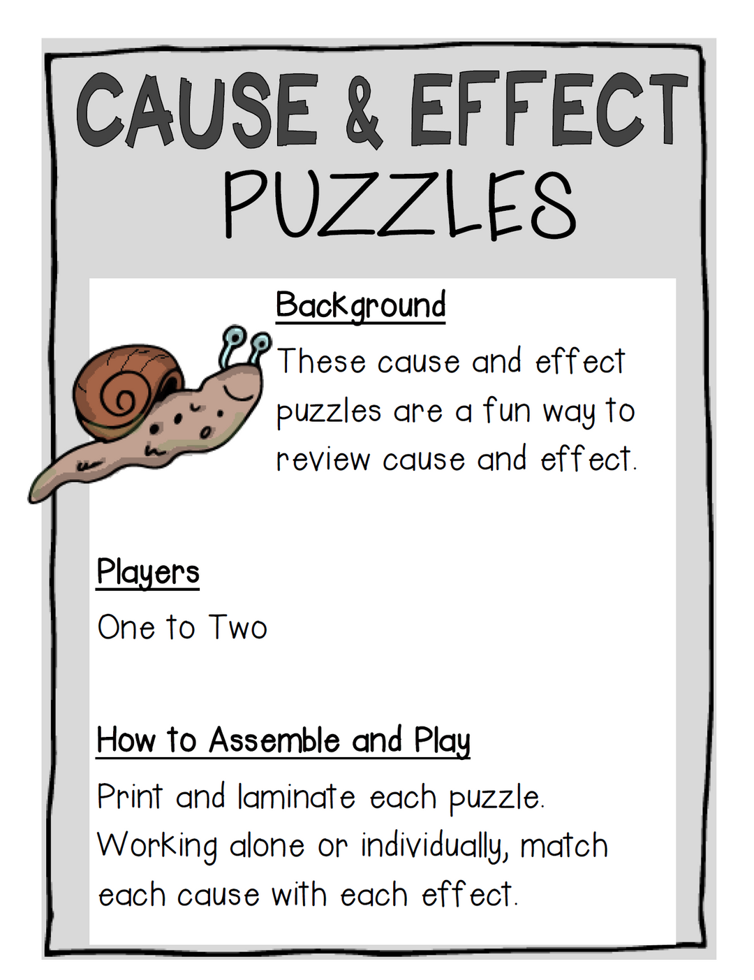 Cause & Effect Puzzles