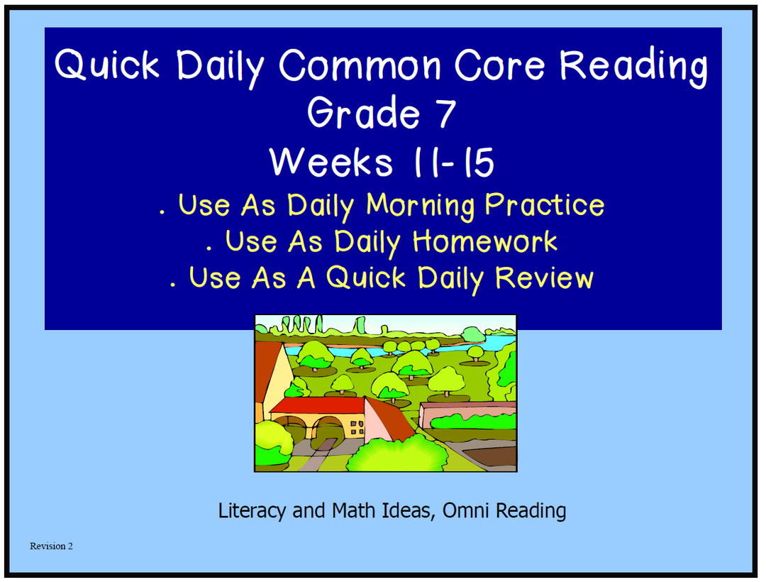 Grade 7 Daily Common Core Reading Practice Weeks 11-15