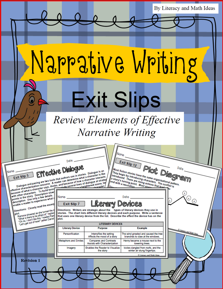 Narrative Writing Exit Slips