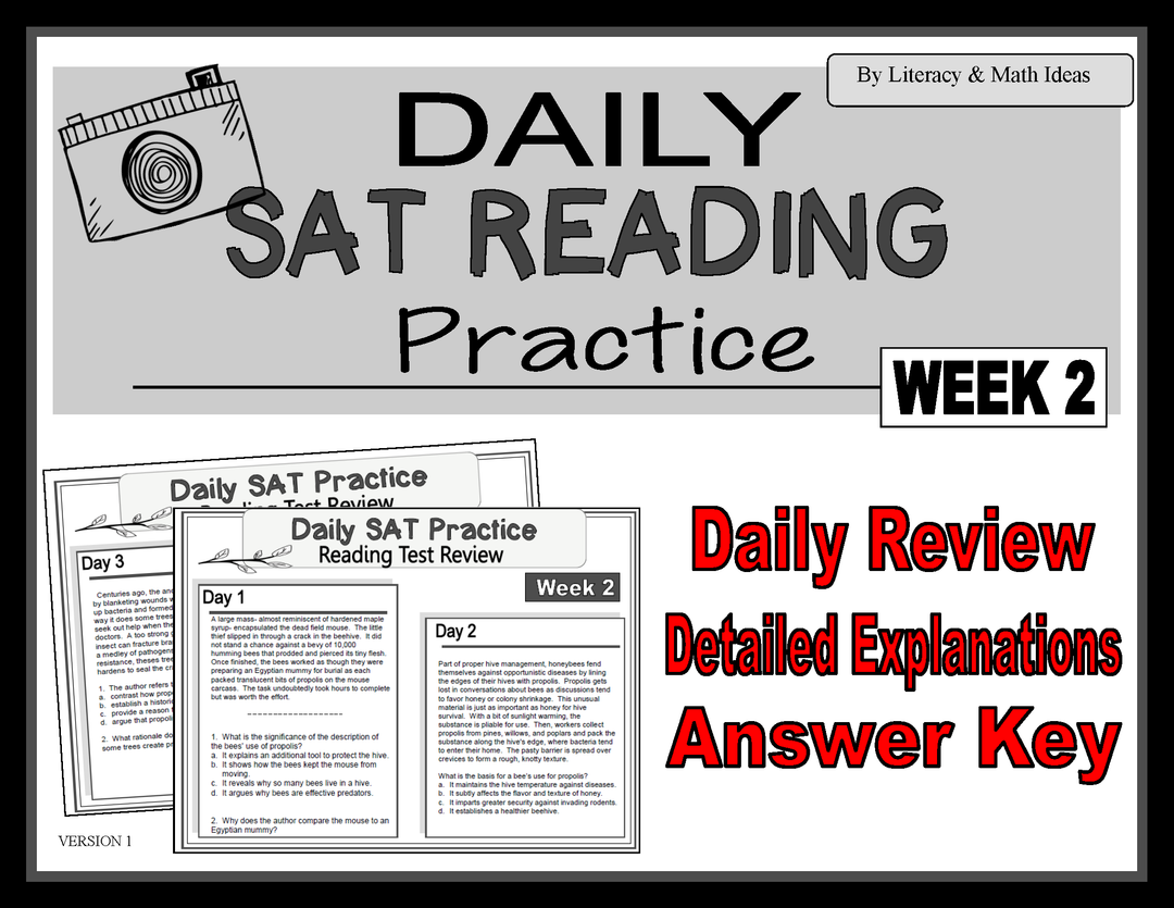 Sat Reading Topics Daily SAT Reading Practice Week 2 – Literacy and Math Ideas