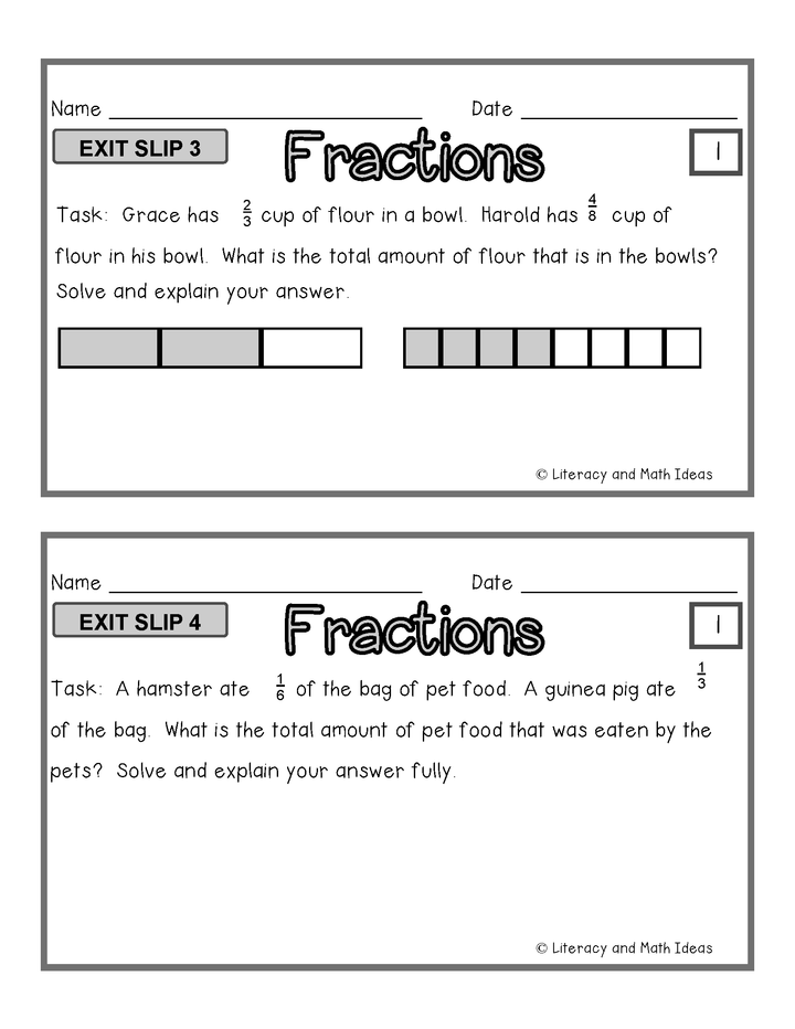 Adding Fractions: Differentiated Exit Slips {3 Levels of Instruction}