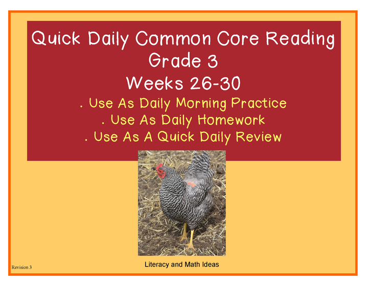 Grade 3 Daily Common Core Reading Practice Weeks 26-30
