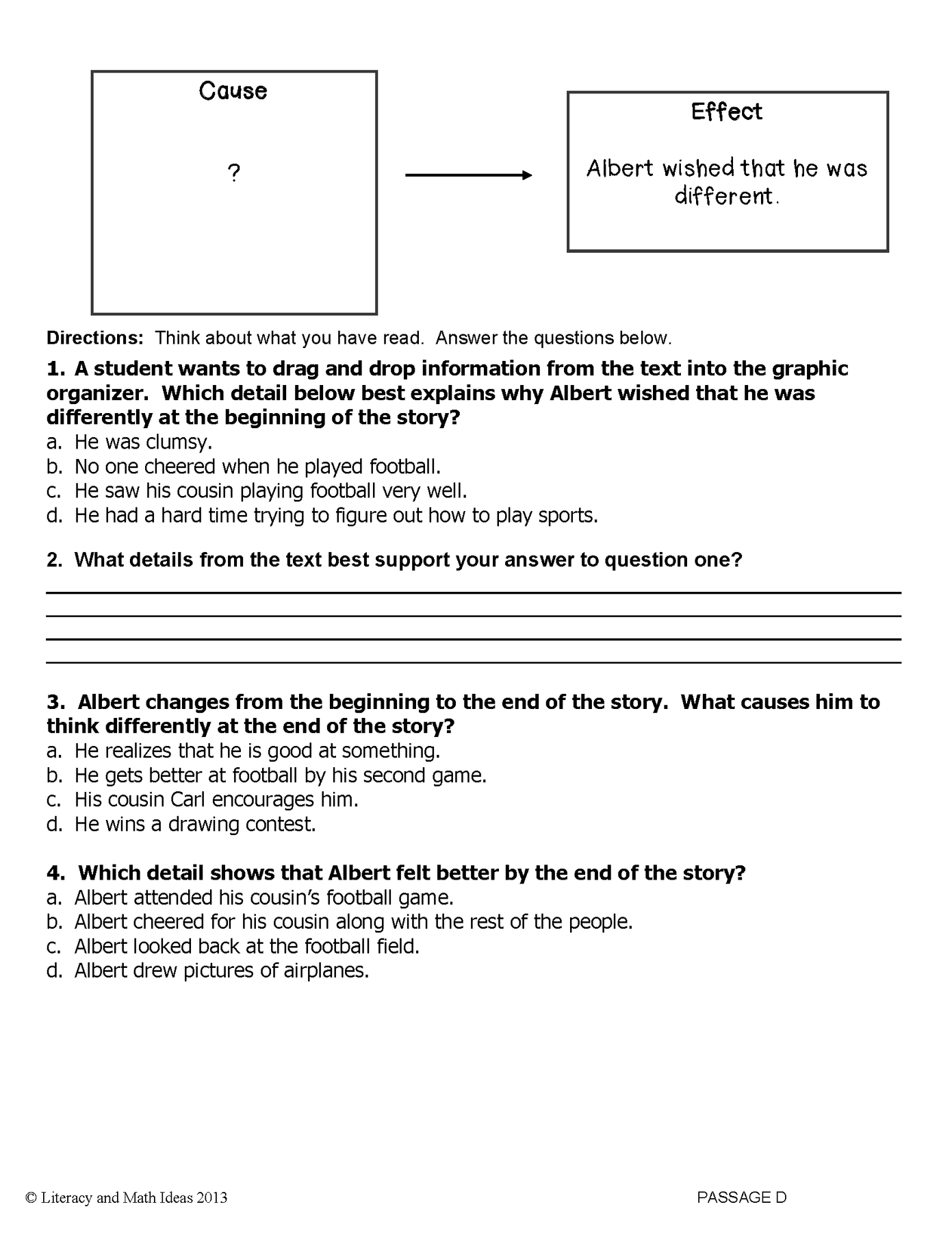 Bennett's 5 Inference Common Core Grade 5: Inference (Literature) RL.1 Practice – Literacy ...