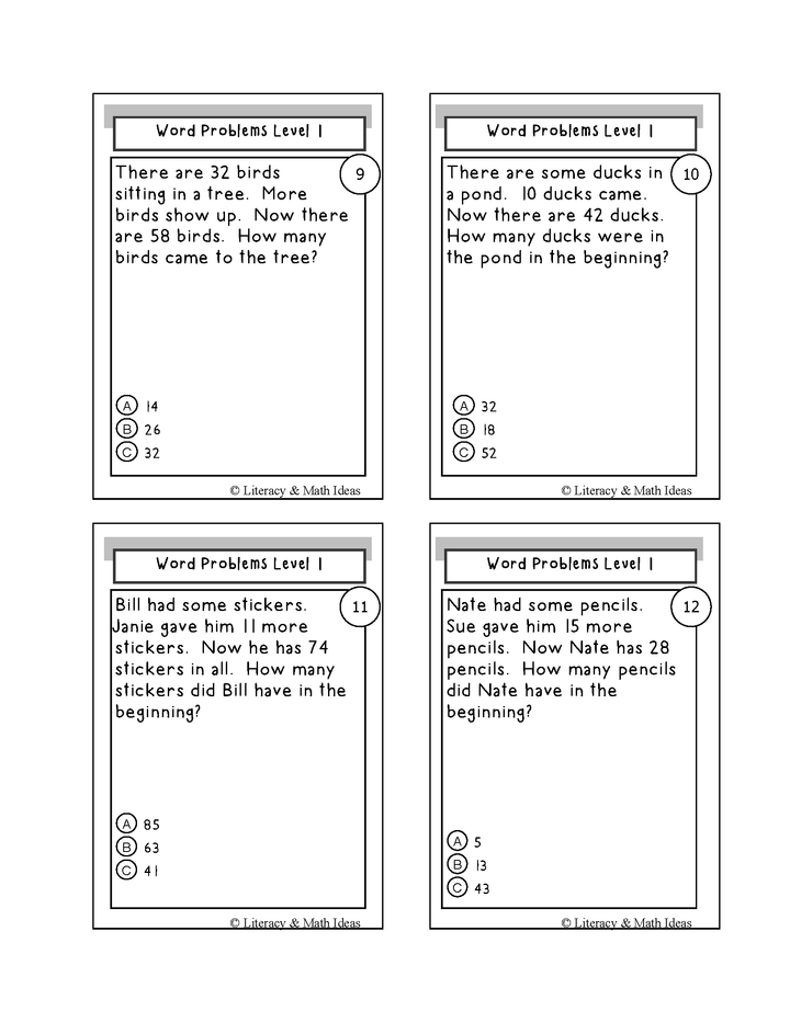 Differentiated Word Problem Task Cards