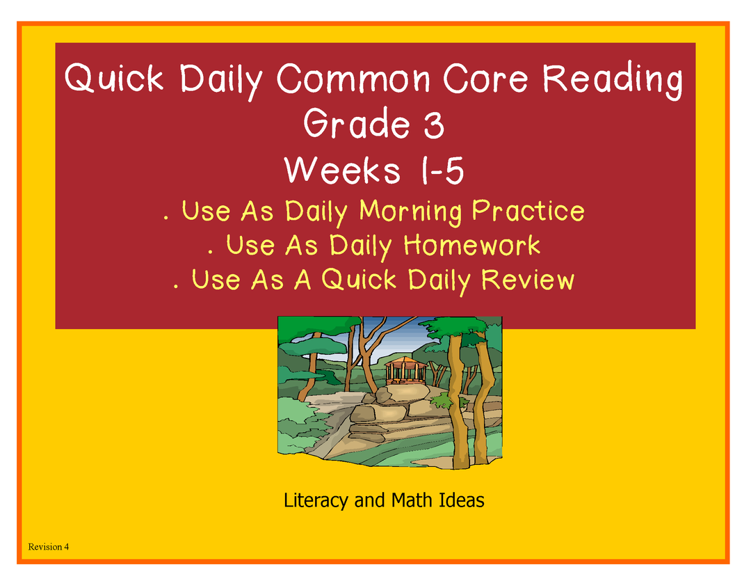 Grade 3 Daily Common Core Reading Practice Weeks 1-5