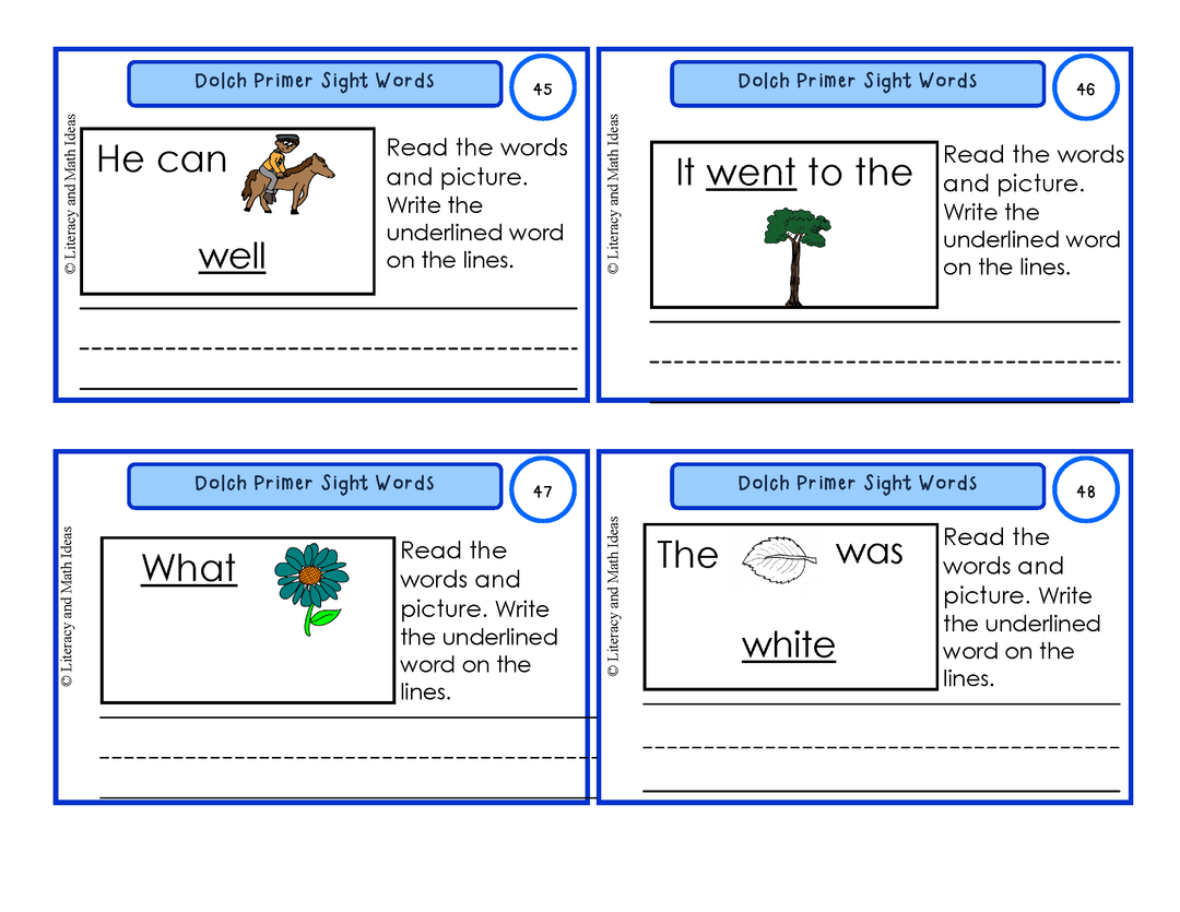 Sight Word Task Cards (Primer Level)