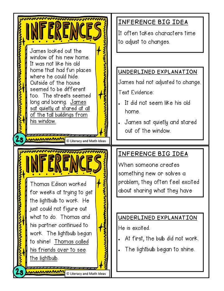 Comprehension Facts Flashcards: Inference