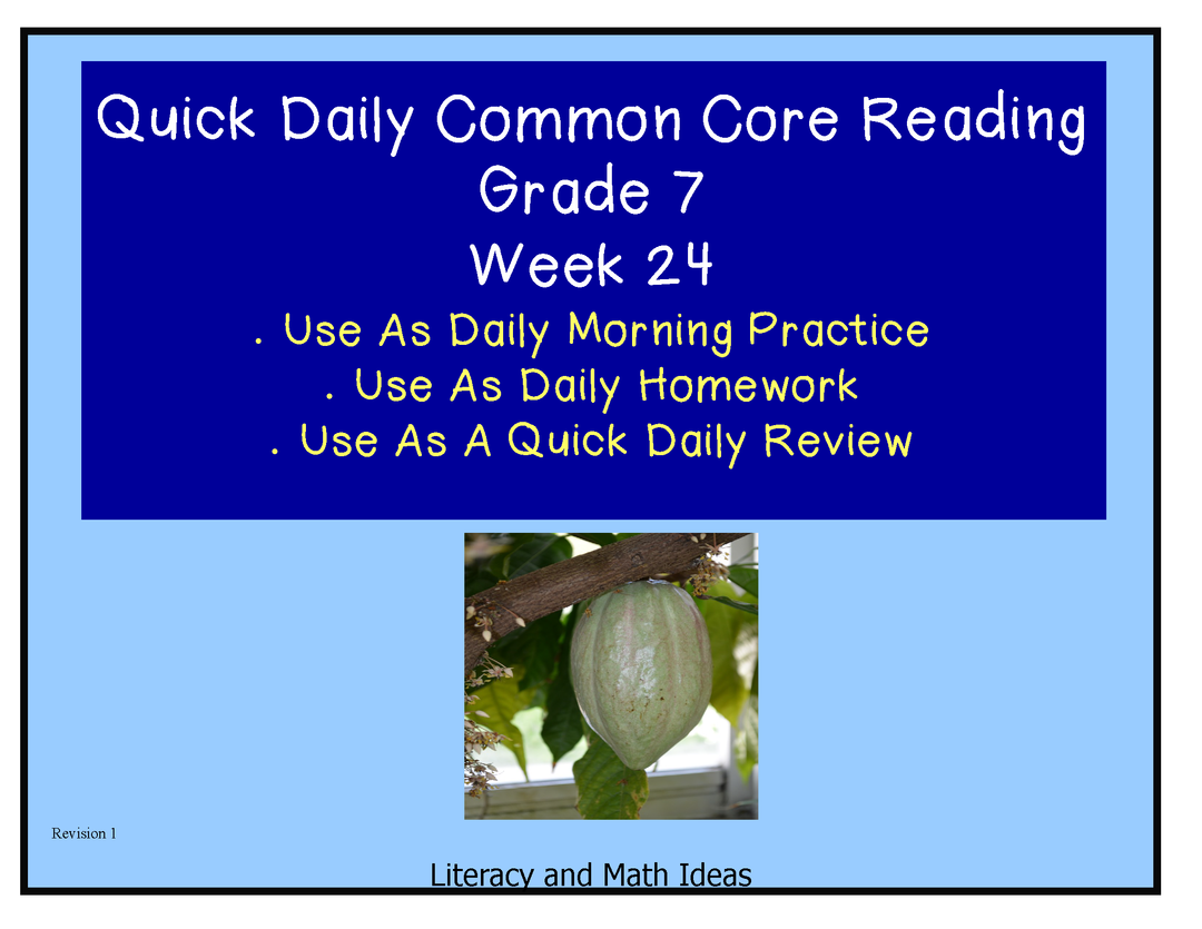 Grade 7 Daily Common Core Reading Practice Week 24
