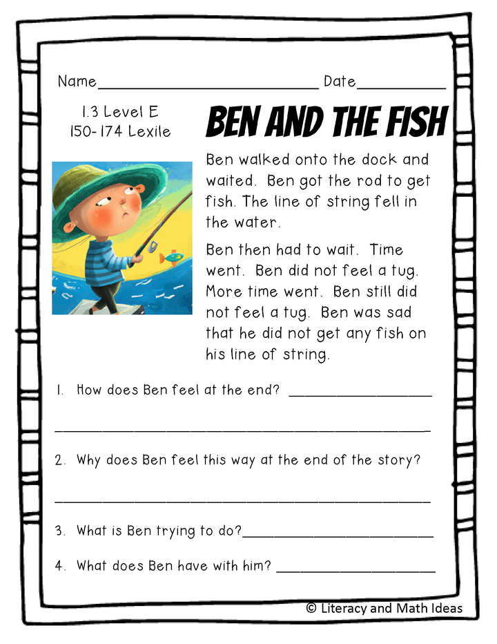 10 Leveled Passages & Fluency-Fiction Guided Reading for Levels E & F