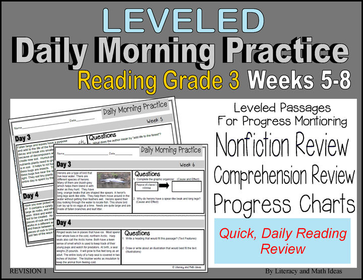 (Leveled) Daily Morning Practice (Reading Grade 3) Weeks 5-8