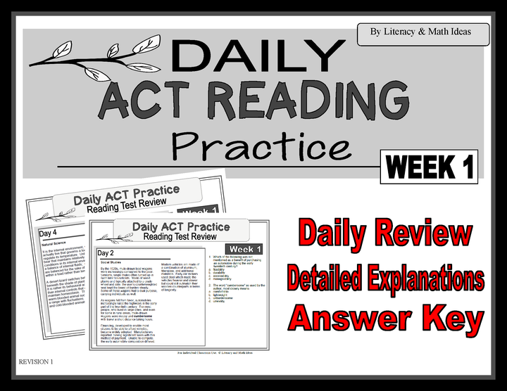 Daily ACT Reading Test Practice (Week 1)
