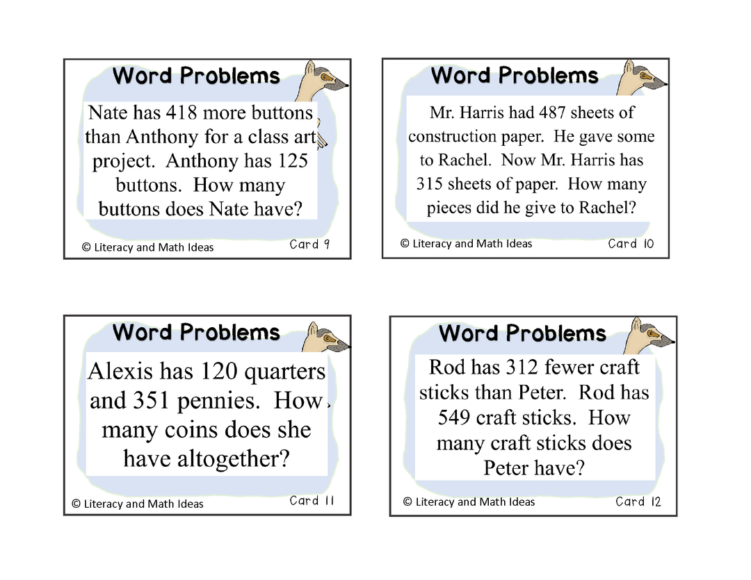 Guided Math Word Problems: Adding and Subtracting Larger Numbers