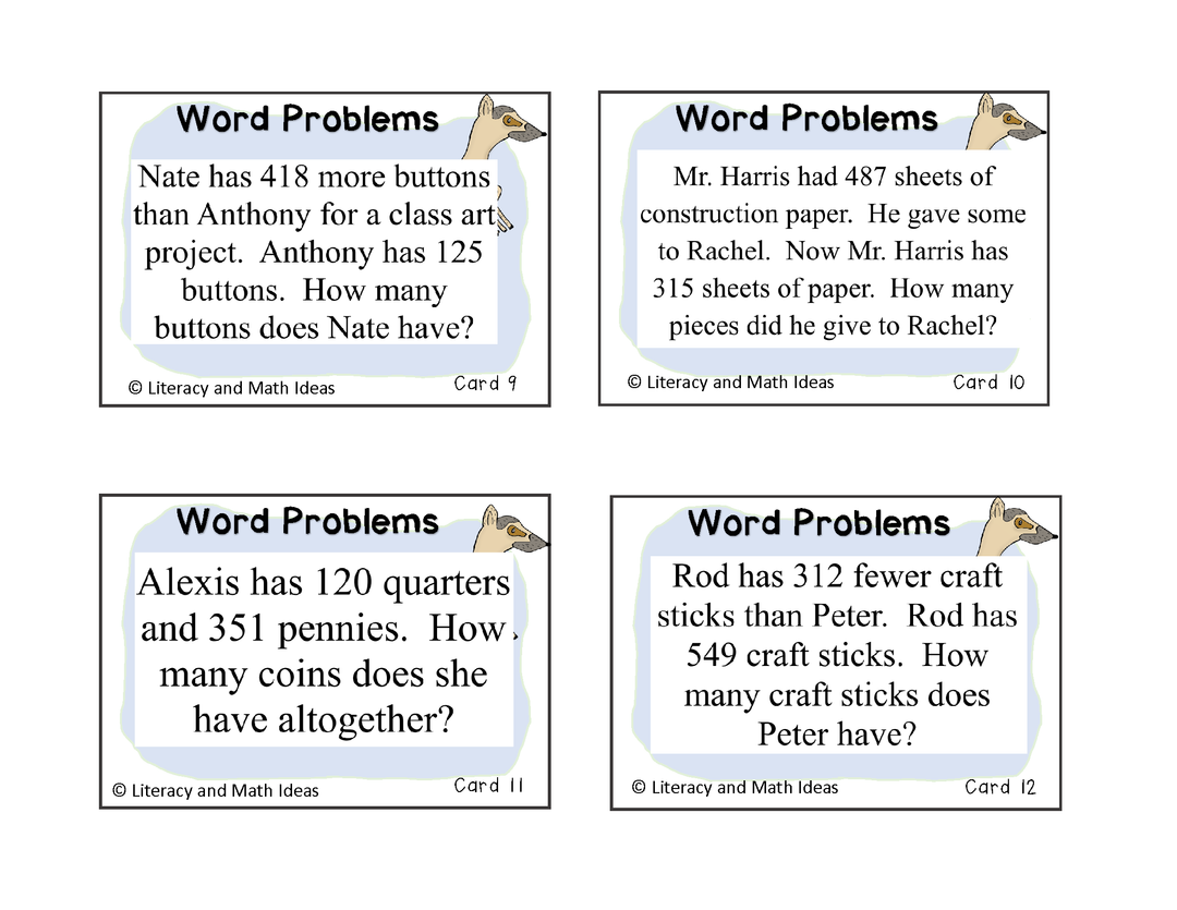 Guided Math Word Problems: Adding and Subtracting Larger Numbers ...