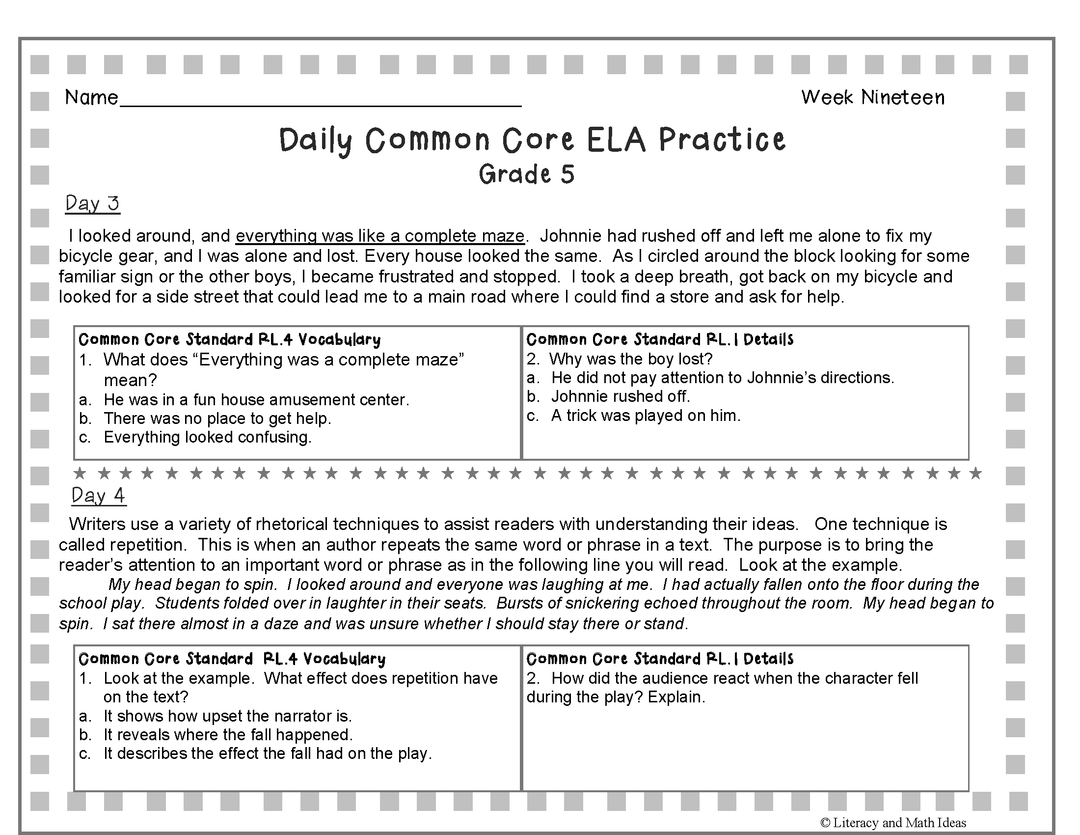 Common Core Standards Bookmarks