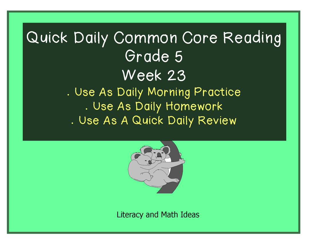 Grade 5 Daily Common Core Reading Practice Week 23