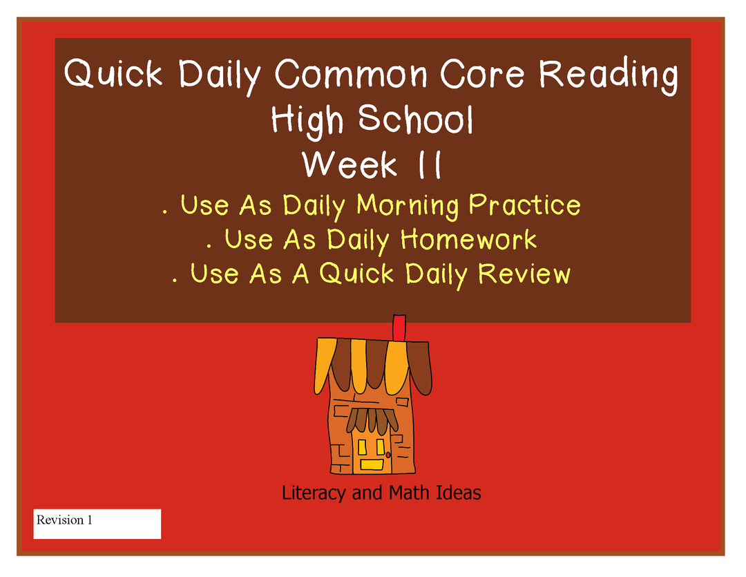 High School Daily Common Core Reading Practice Week 11