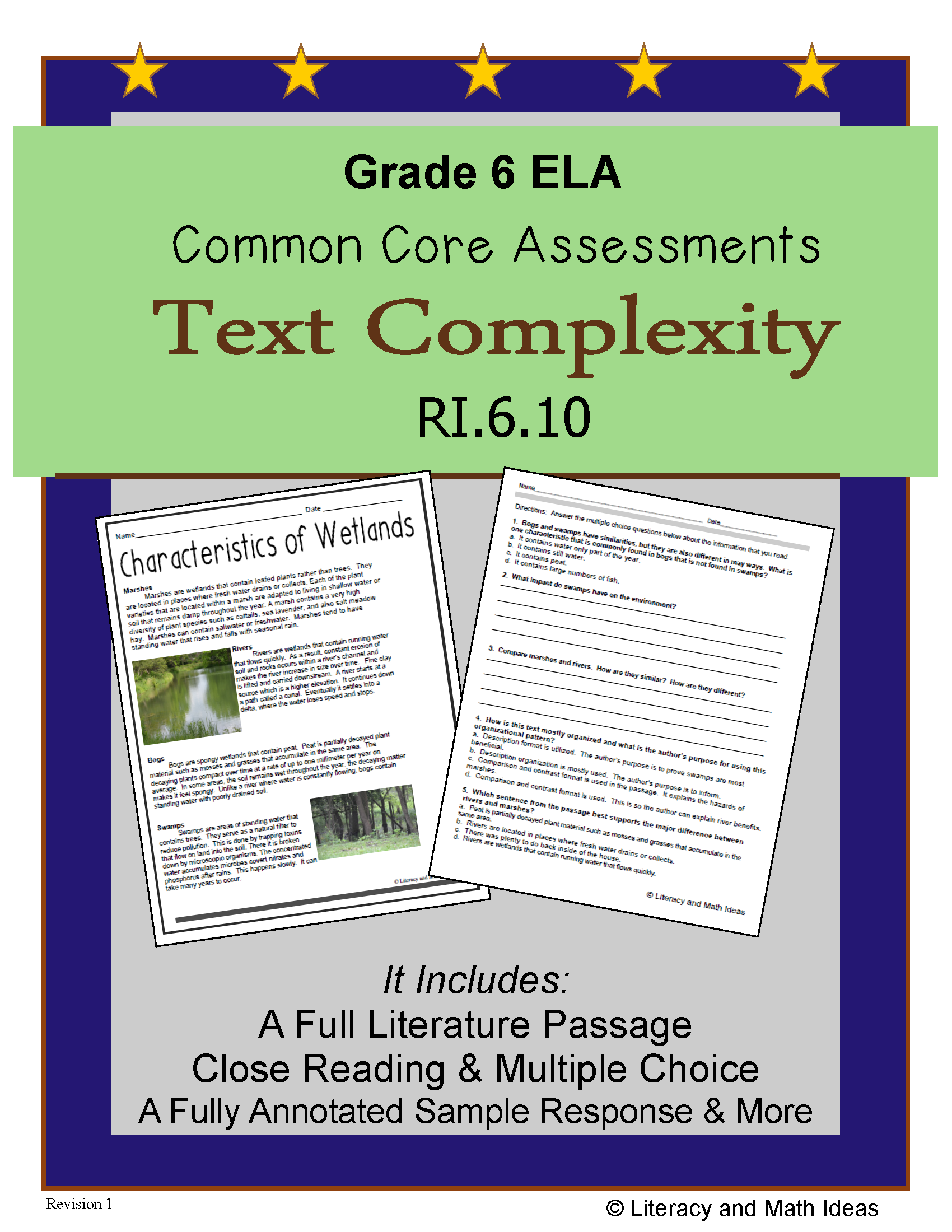 Grade 6 Common Core Assessments: Text Complexity 6.10 – Literacy and ...