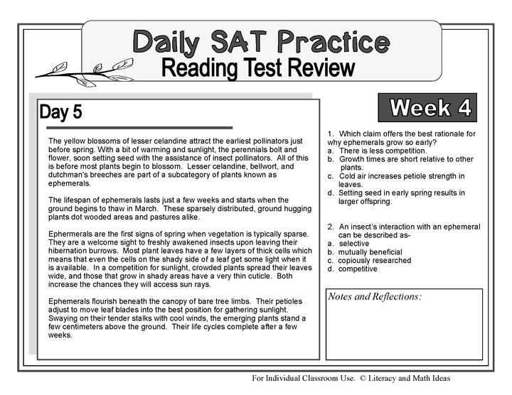 Daily SAT Reading Practice Week 4