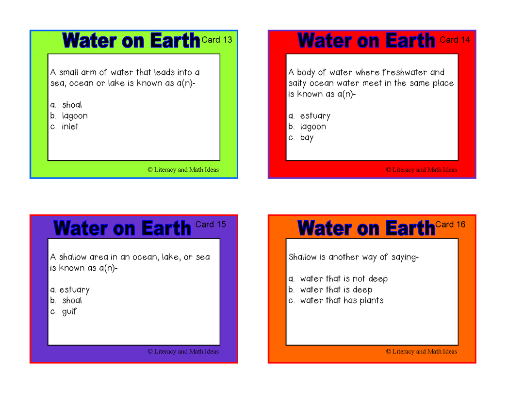 Geography: Water on Earth Task Cards
